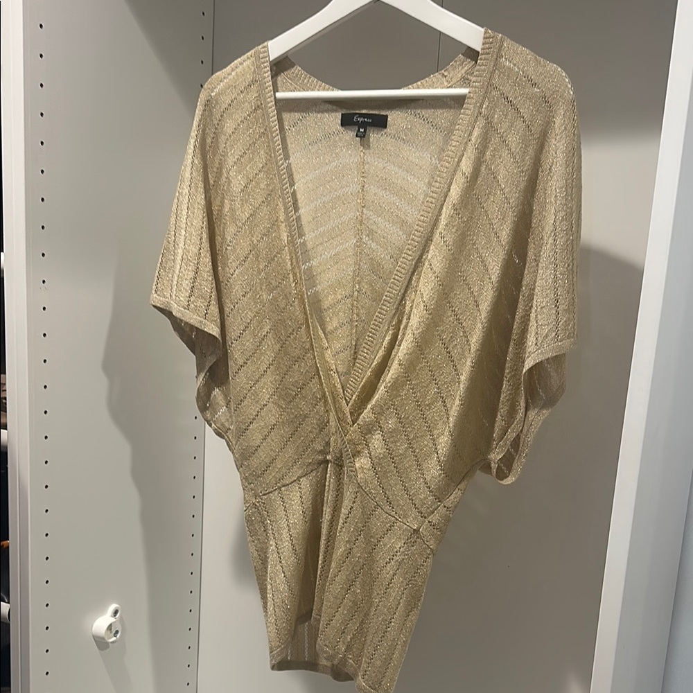 Express Shimmering Gold Knit Top Vintage Y2K